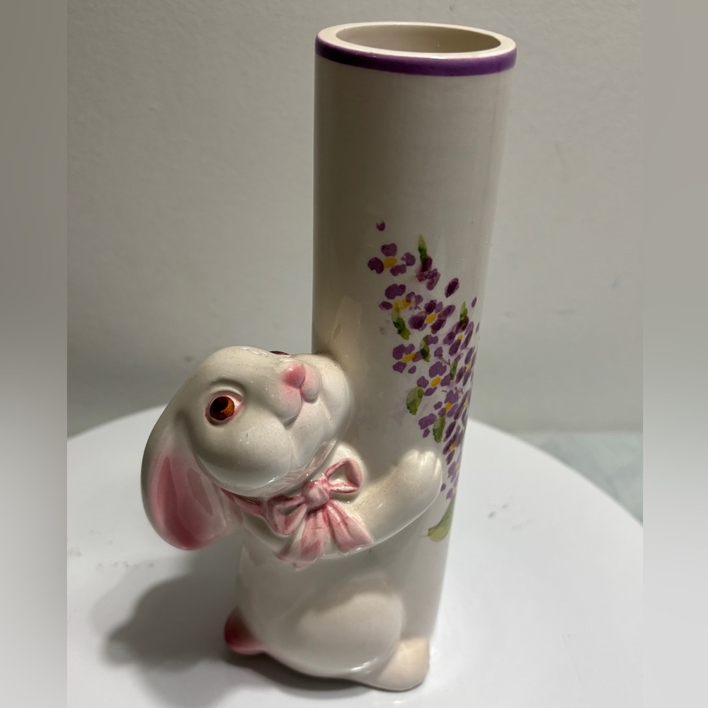 Vintage Weiss Brazil FTD Porcelain Bunny Bud Vase Floral Holiday cottagecore